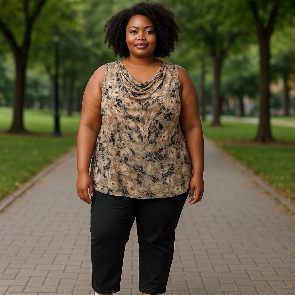 Hamilton Women's Sleeveless Top - Black and Tan
